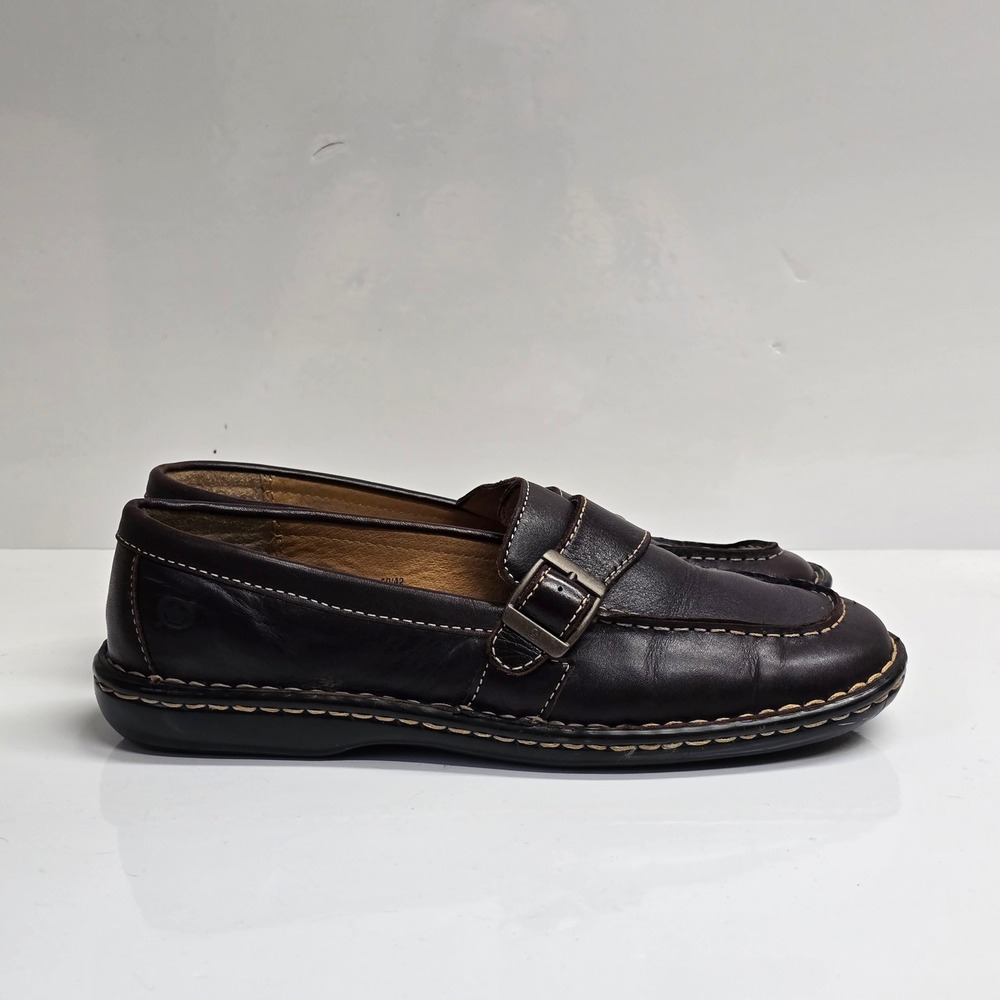 Born Leather Monk Strap Loafers Womens 10 Brown Hand Crafted Opanka Shoes